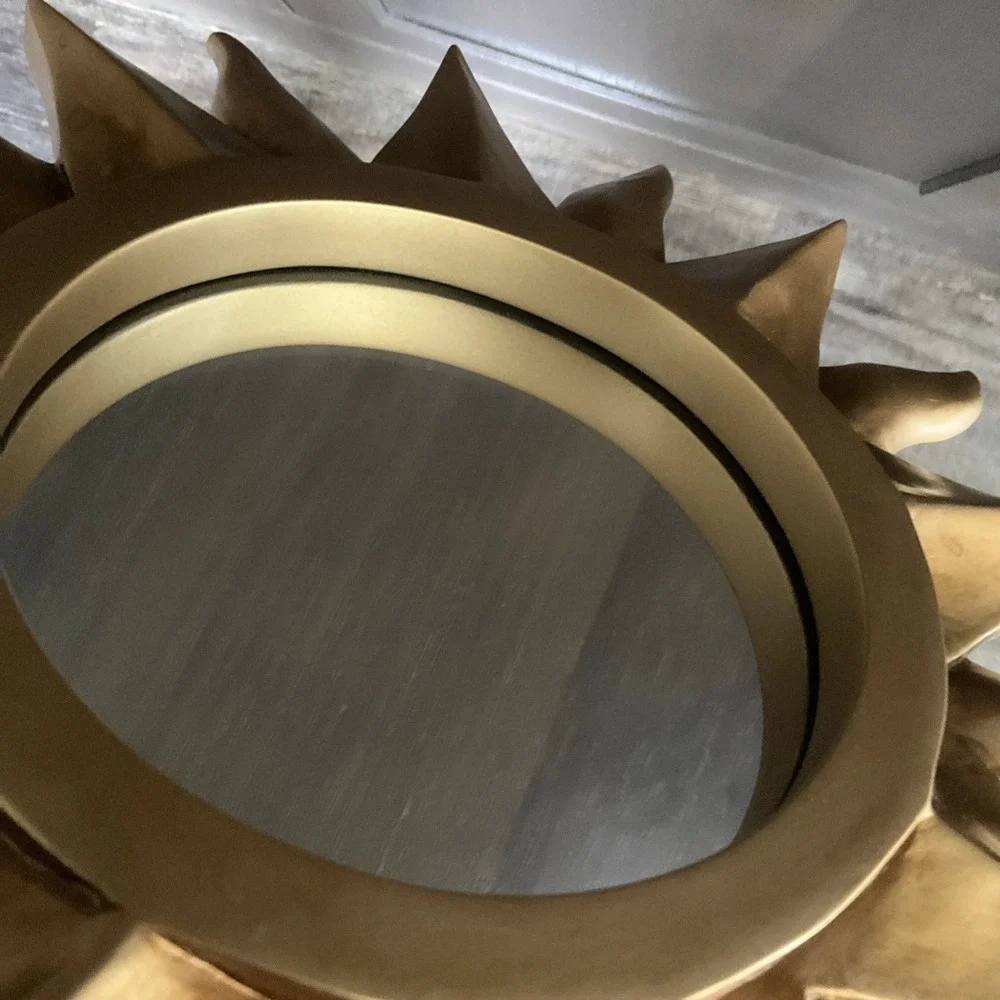 Vintage Gold Sunburst Wall Mirror Hollywood Regency Celestial Starburst MCM 12